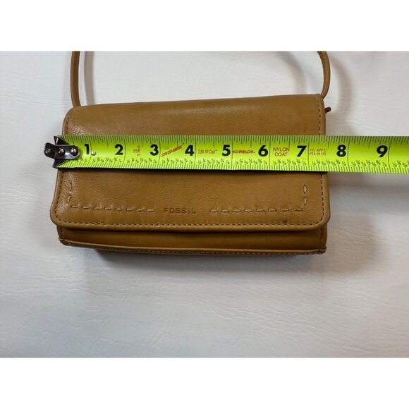 Vintage Fossil Tan Leather tri-fold Crossbody Wallet With Multiple Card Slots - Picture 8 of 8
